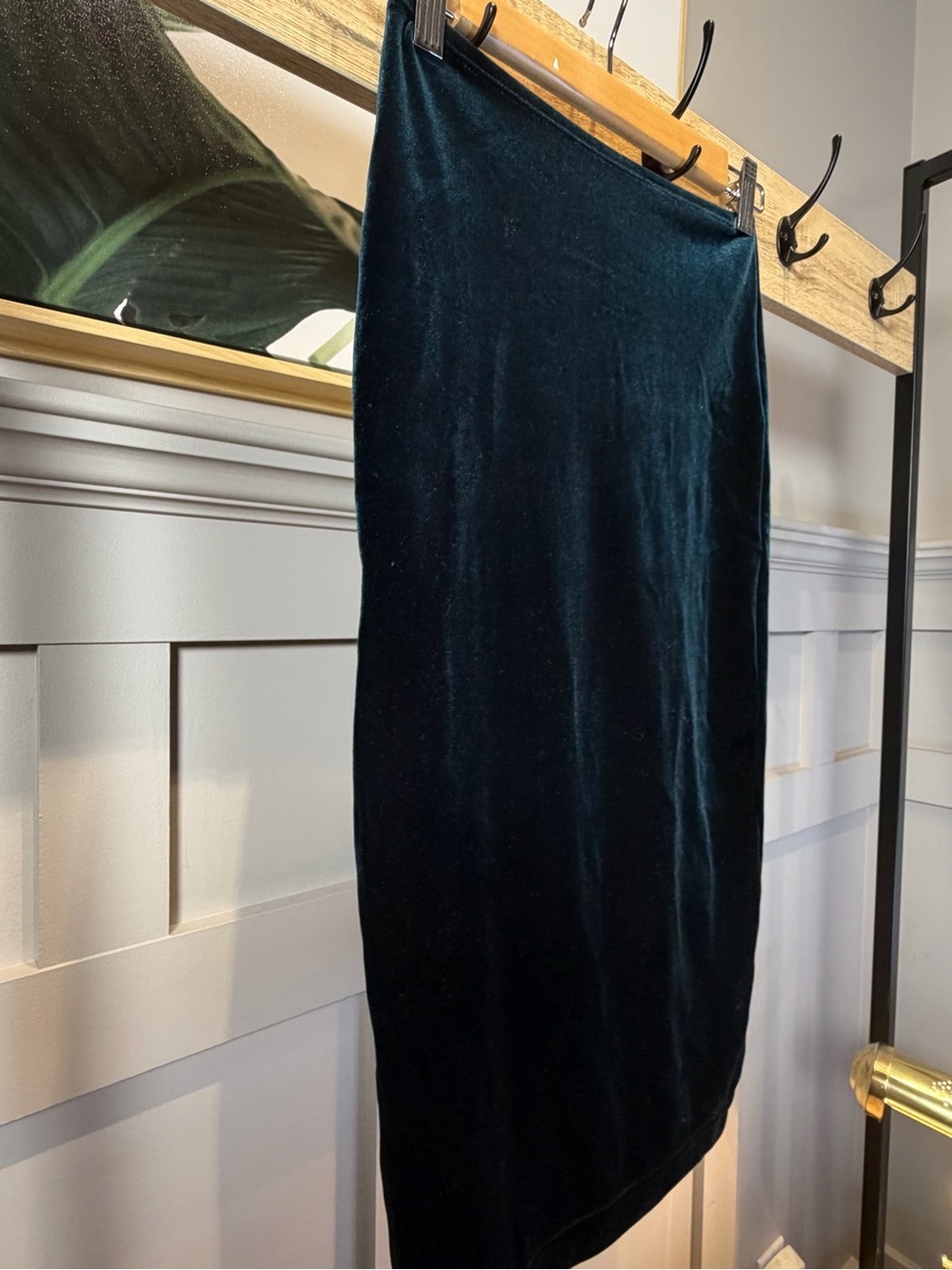 Emerald Green Velvet Midi Skirt luxurious satin velvet texture XS